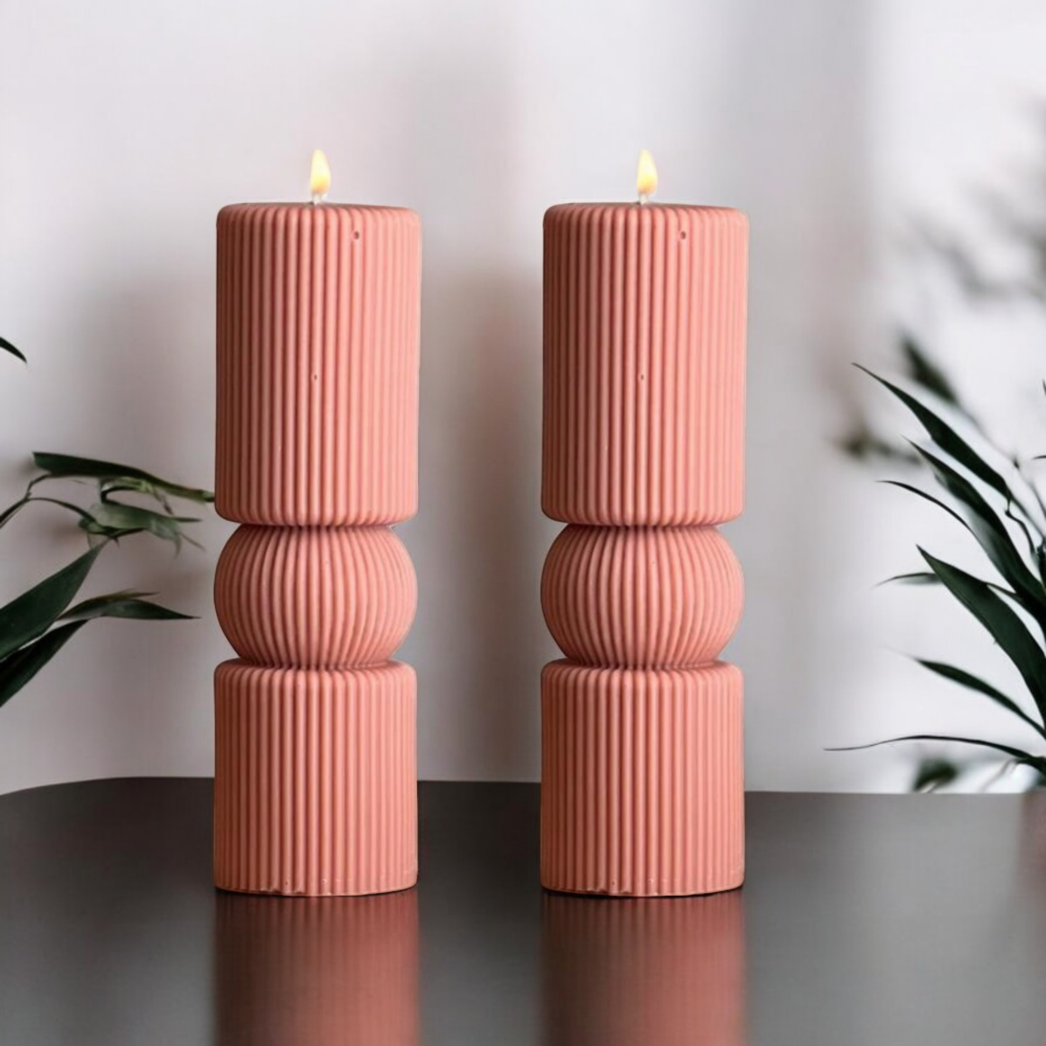 roman pillar candle pink pack of 2