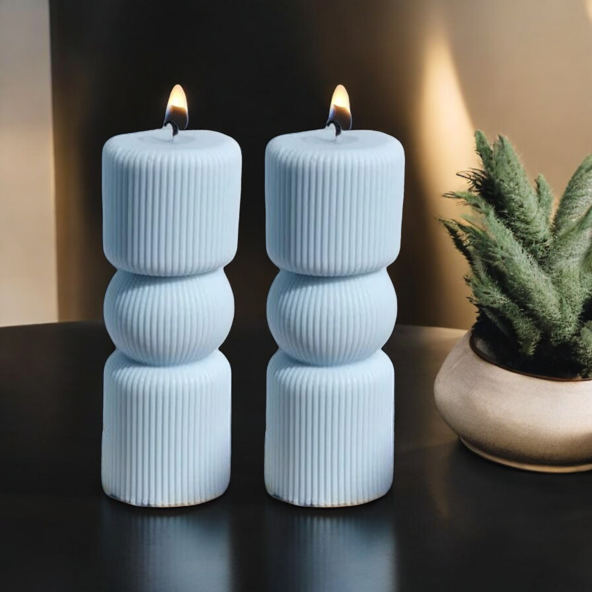 roman pillar candle blue pack of 2